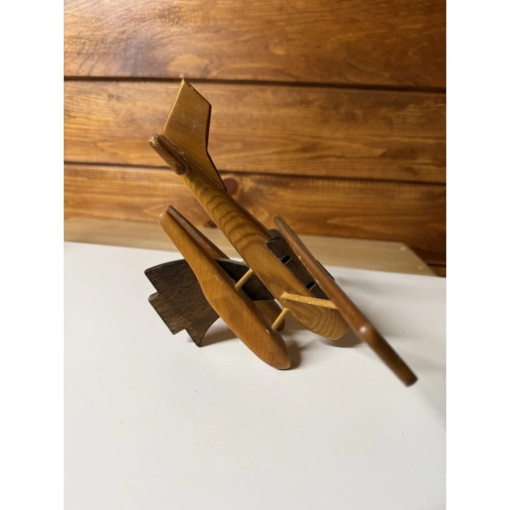 Vintage MCM Carved Wood Airplane Seaplane Model | Parts/Repair/Replacement Only